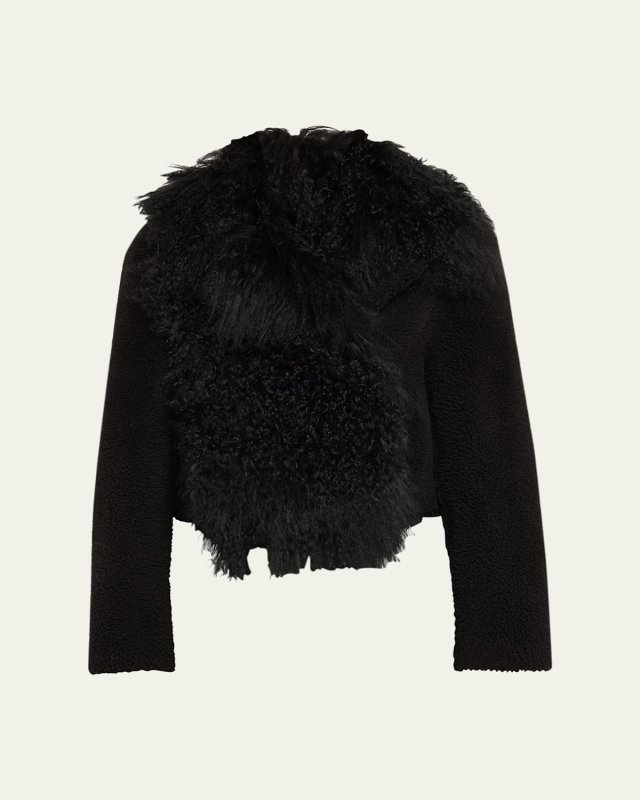 Marley Mongolian Shearling Collared Jacket